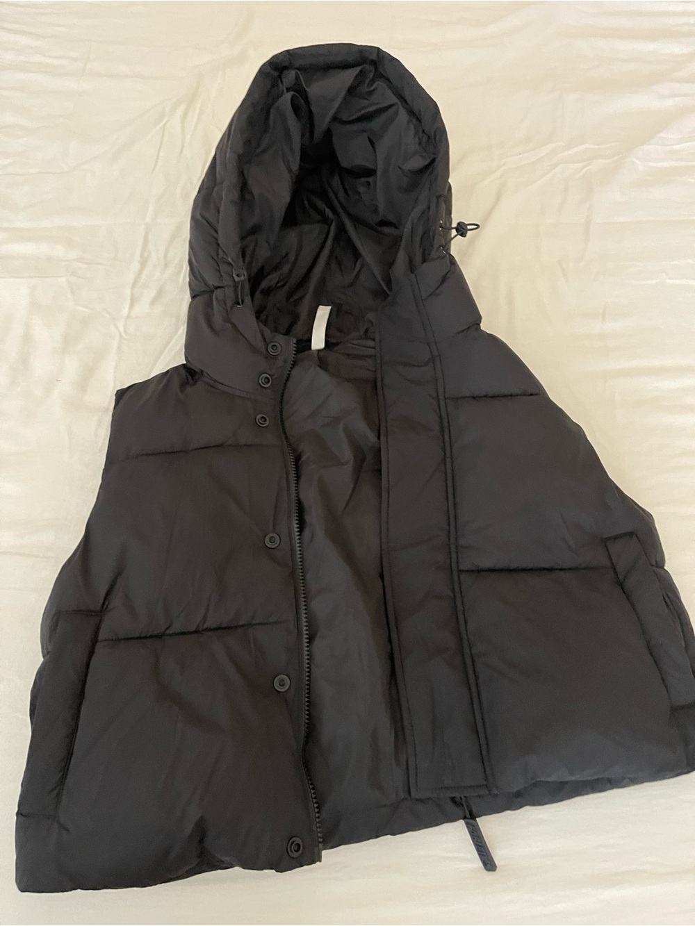 Fabletics Black Hooded Puffer Vest